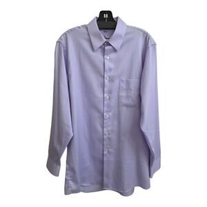Men's Button-Up Long Sleeve Lavender Dress Shirt Med 15.5 Wrinkle Free
